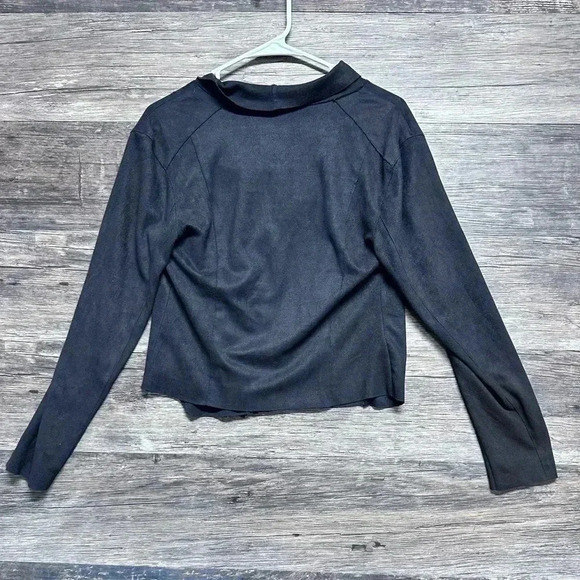 Mod Ref Black Asymmetrical Zipper Women's Top Blouse - Picture 2 of 5